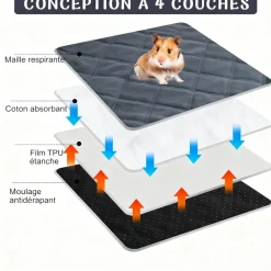 DOWNYPAWS - Tapis de pipi - 4 pièces 30 x 30 cm absorbant antidérapant lavable réutilisable