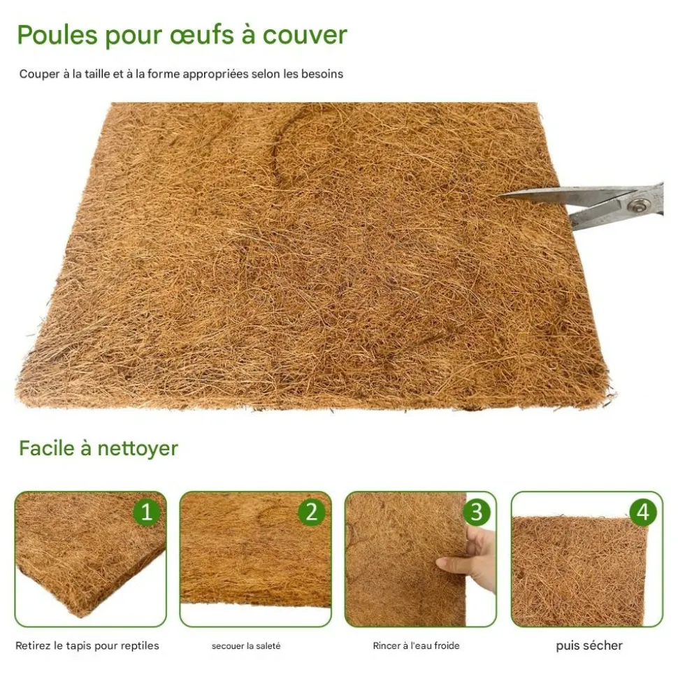 DOWNYPAWS - Tapis en fibre de noix de coco pour nid d'oiseau et animal de compagnie 60*60cm 2 pièces