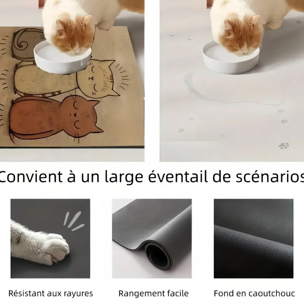 DOWNYPAWS - Tapis pour gamelles en boue de diatomée