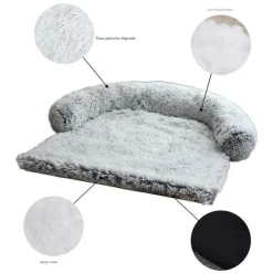 DOWNYPAWS - Tapis pour lit de chien en peluche, universel pour toutes saisons gris foncé 95 x 80 x 15 cm