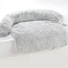 DOWNYPAWS - Tapis pour lit de chien en peluche, universel pour toutes saisons gris foncé 105 x 95 x 15 cm