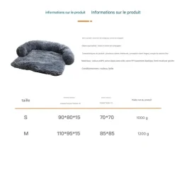 DOWNYPAWS - Tapis pour lit de chien en peluche, universel pour toutes saisons noir 95 x 80 x 15 cm