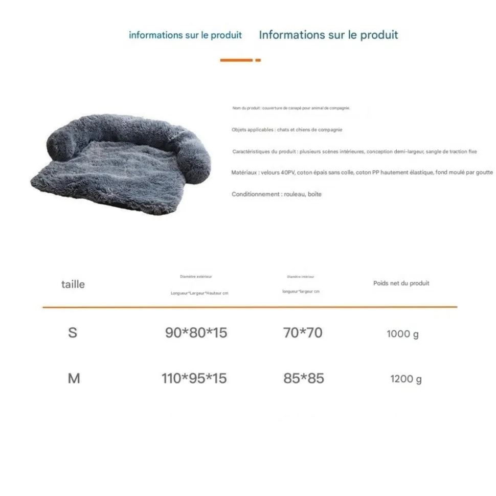 DOWNYPAWS - Tapis pour lit de chien en peluche, universel pour toutes saisons noir 95 x 80 x 15 cmnoir 105 x 95 x 15 cm