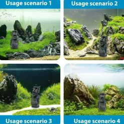 DOWNYPAWS - 2 têtes de l'île de pâques pour aquarium & décoration