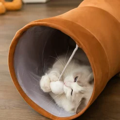 DOWNYPAWS - Tunnel pour chat pliable et droit, jouet pour chat, dessin animé, tunnel de rangement facile, longueur 1,2 m