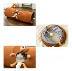 DOWNYPAWS - Tunnel pour chat pliable et droit, jouet pour chat, dessin animé, tunnel de rangement facile, longueur 1,2 m