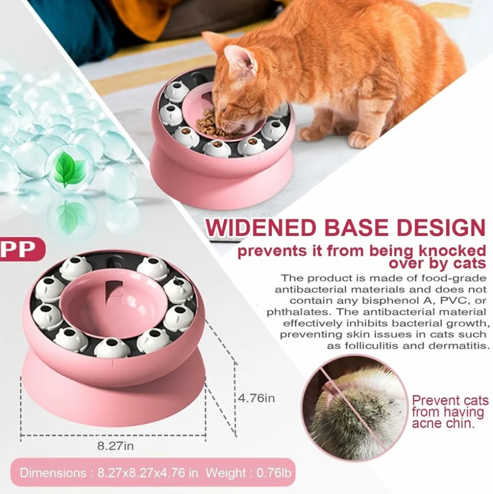 DTOPBUYAGE - Gamelle pour chat - surélevée avec support, jouet puzzle interactif