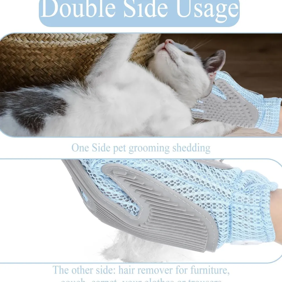 DTOPBUYAGE - Gant de toilettage 2 en 1 pour chiens et chats
