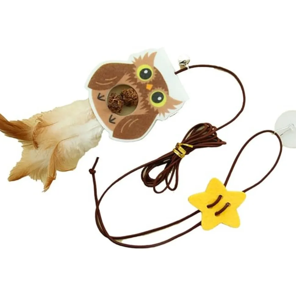 DTOPBUYAGE - Jouet de chat suspendu rebondissant catnip intérieur(hibou)