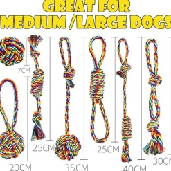 DTOPBUYAGE - Lot 7 jouets en corde pour chiens petite moyenne taille