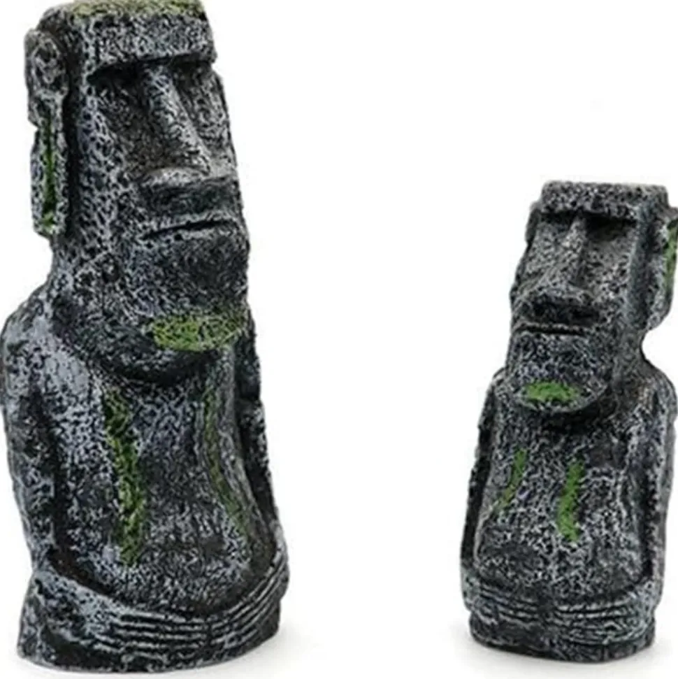 DTOPBUYAGE - Lot 2 statues tête île pâques déco