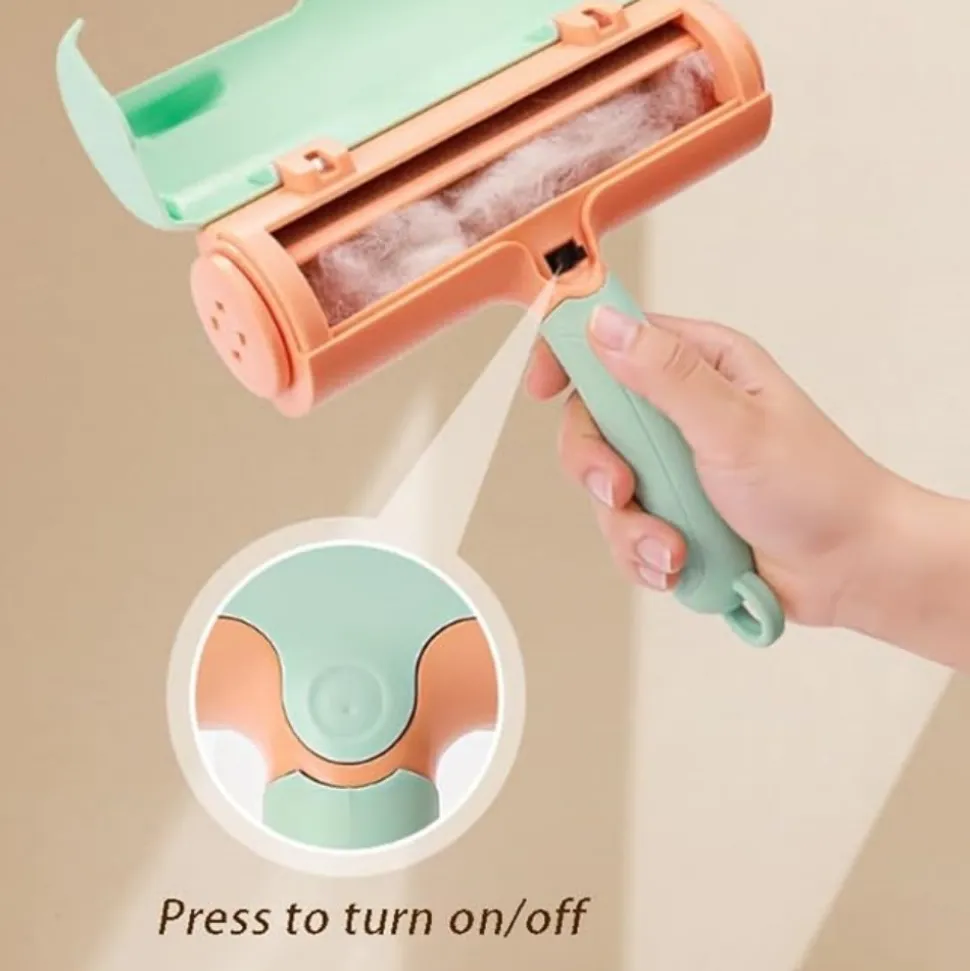 DTOPBUYAGE - Rouleau charpie orange vert epilateur réutilisable animaux meubles vêtements
