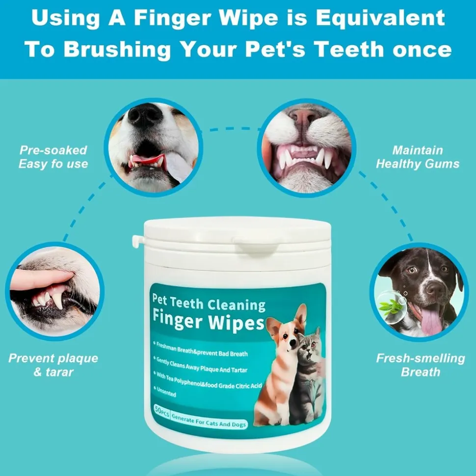 DTOPBUYAGE - Wipes de nettoyage des dents pour chiens et chats