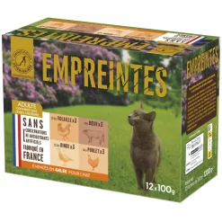 EMPREINTES - Emincés en gelée (volaille, bœuf, dinde, poulet) pour chat 12x100g