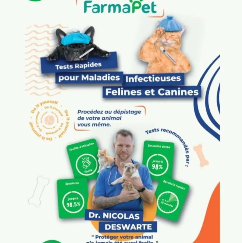 FARMAPET - Test rapide 3 en 1 détection maladie digestives du chat - farmapet 1 test