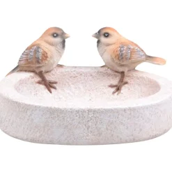 FARMWOOD ANIMALS - Bain oiseau en résine avec oiseaux 20 x 15 x 10.5 cm moineau