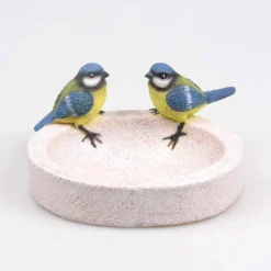 FARMWOOD ANIMALS - Bain oiseau en résine avec oiseaux 20 x 15 x 10.5 cm mésange charbonnière