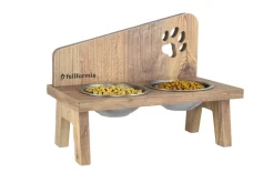 FELIFORMIA - Feliformia® Gamelle Chat 600ml Support en bois avec 2 Bols Gamelle Chat surélevée acier inoxydable Bol pour Chat et Petit Chien