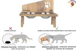 FELIFORMIA - Feliformia® Gamelle Chat 600ml Support en bois avec 2 Bols Gamelle Chat surélevée acier inoxydable Bol pour Chat et Petit Chien