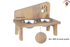 FELIFORMIA - Feliformia® Gamelle Chat 600ml Support en bois avec 2 Bols Gamelle Chat surélevée acier inoxydable Bol pour Chat et Petit Chien
