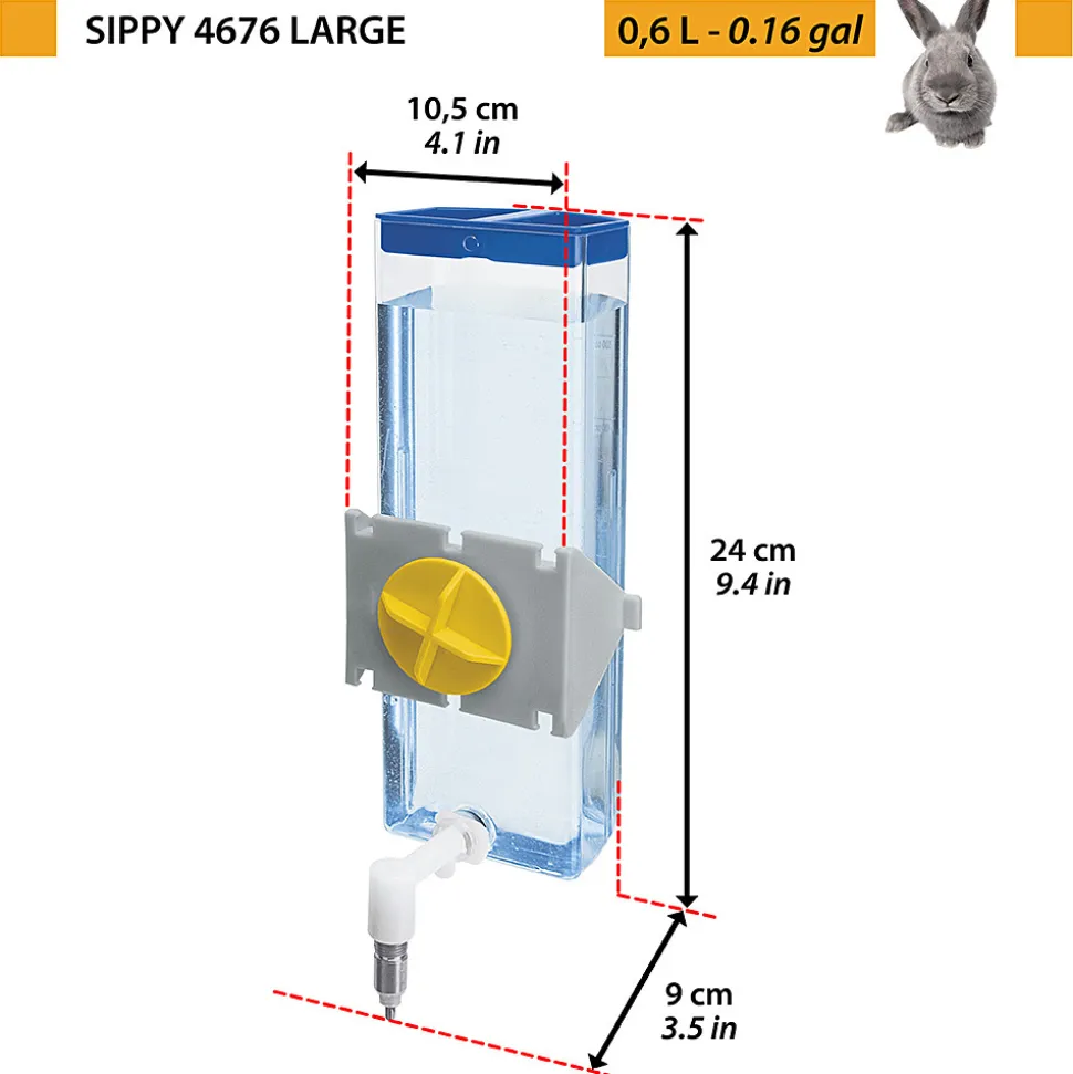 Ferplast abreuvoir pour lapins sippy 4676 large, distributeur d'eau bouteille pour lapins et autres petits animaux capacité 600