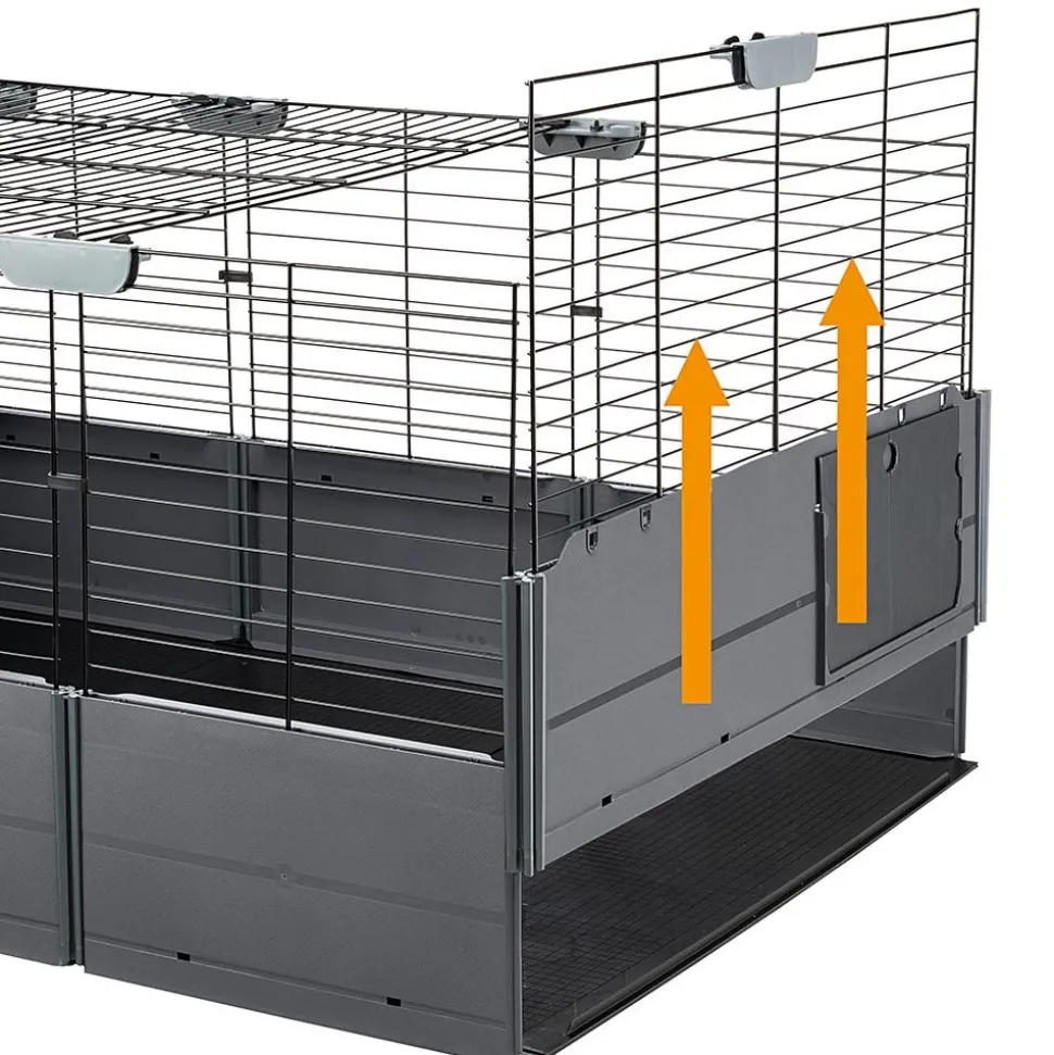 FERPLAST - Cage modulable ouverte pour cochons d'inde multipla open, en grillage métallique et plastique recyclé