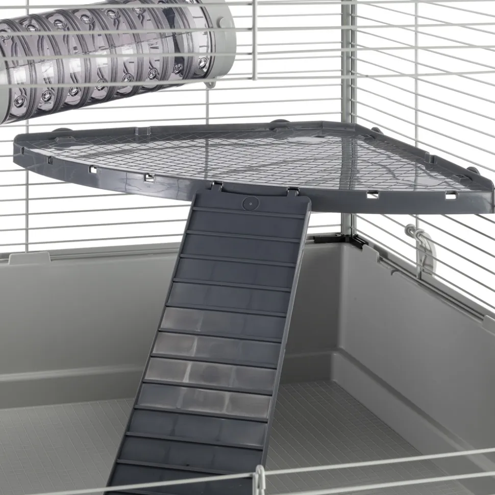 Ferplast cage pour fûrets furet tower, structure verticale sur plusieurs étages, roues et accessoires inclus, métal vernis gris et