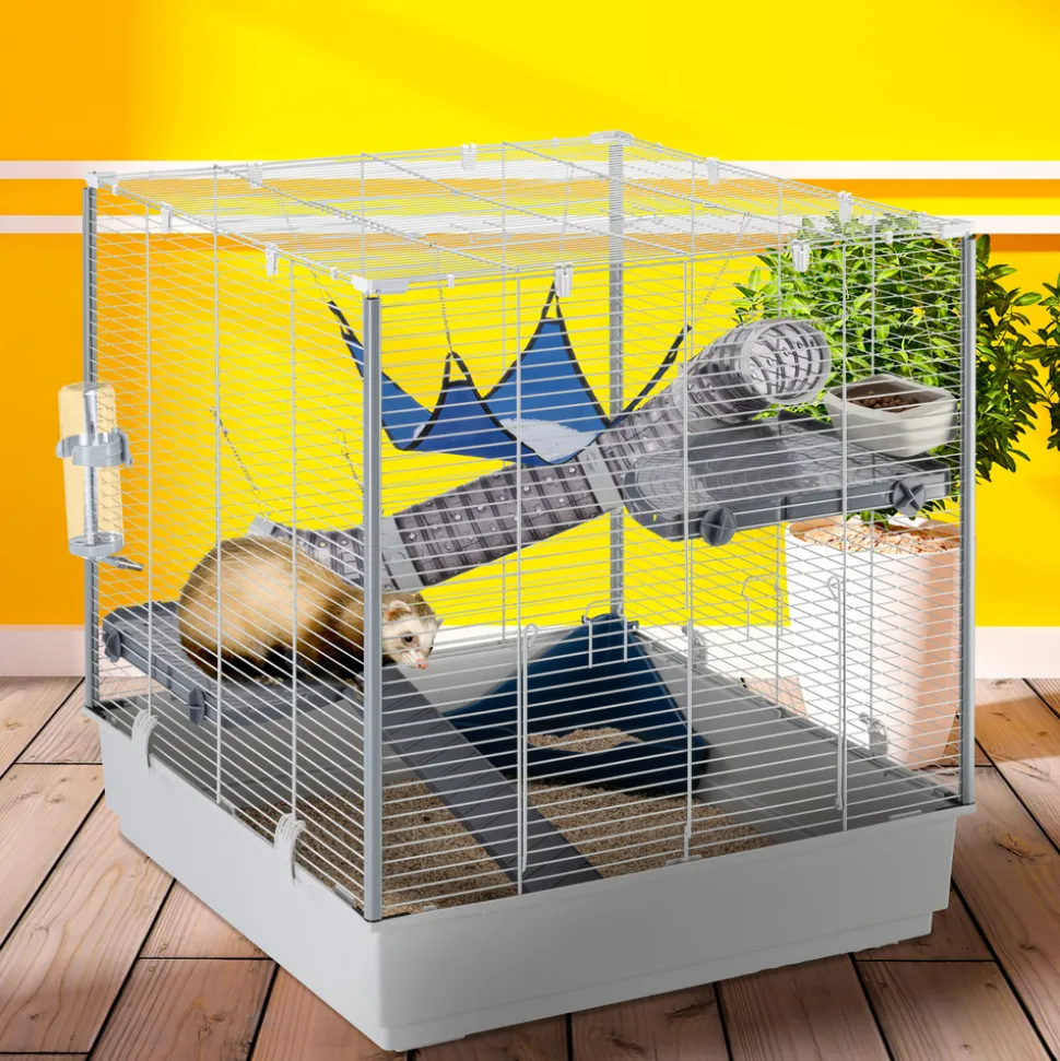 Ferplast cage pour rongeurs furet xl pour furets, chinchillas, en métal, accessoires inclus : mangeoire, abreuvoir, coin wc,
