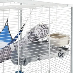 Ferplast cage pour rongeurs furet xl pour furets, chinchillas, en métal, accessoires inclus : mangeoire, abreuvoir, coin wc,