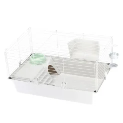 FERPLAST - Cage spacieuse pour cochons d'inde cavie 80, système de fermeture sécurité, accessoires inclus, en métal vernis gris et plastique