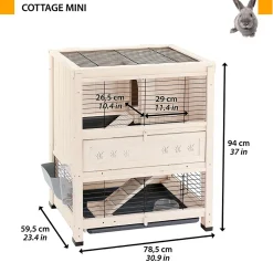 Ferplast clapier d'intérieur cottage mini, cochons d'inde, bois fsc, structure à 2 étages, accessoires inclus