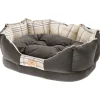 Ferplast couchage rembourré pour chats et chiens charles 70, divan avec coussin, sofa pour animaux, écossais, velours doux,