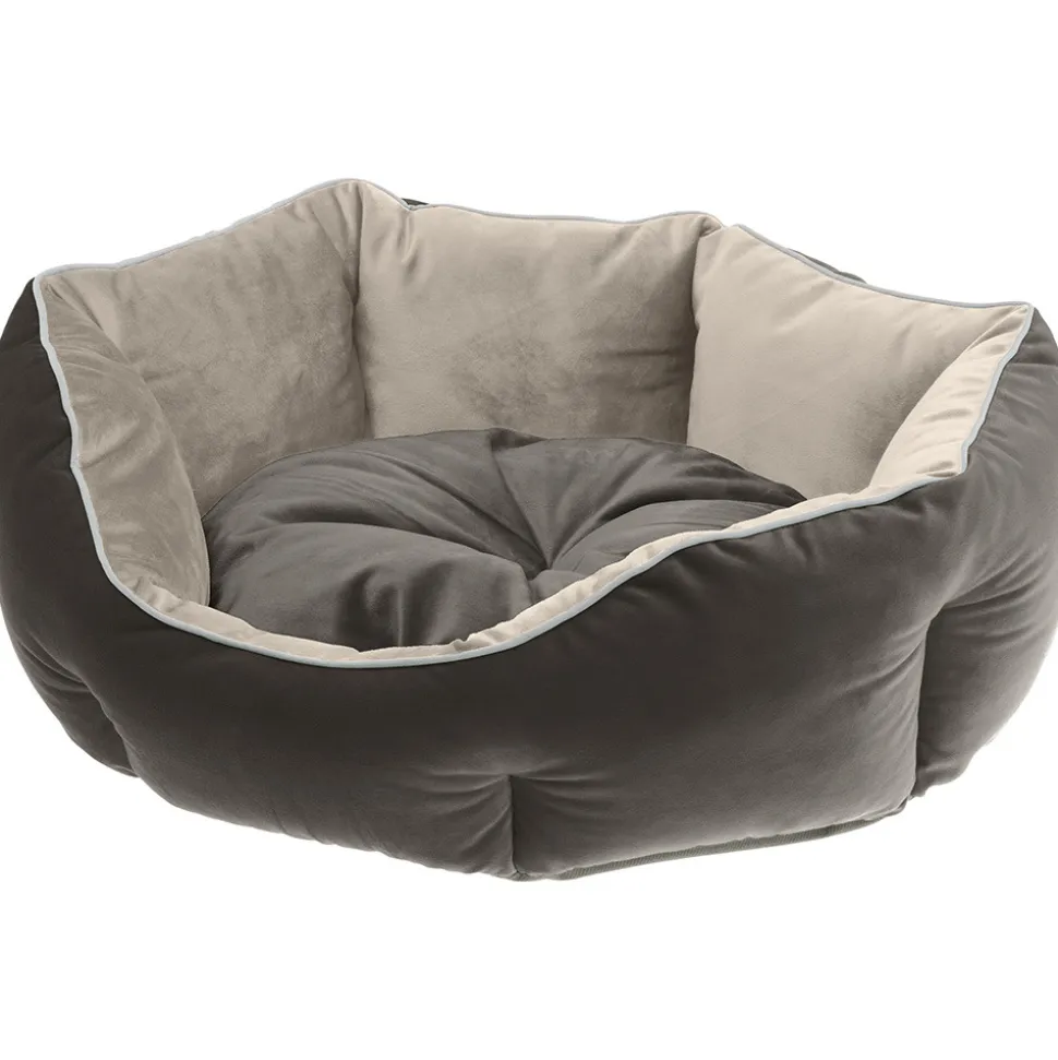 Ferplast divan pour chats et chiens queen 60 con coussin, couchage rembourré pour animaux, double-face, velours doux, lavable,