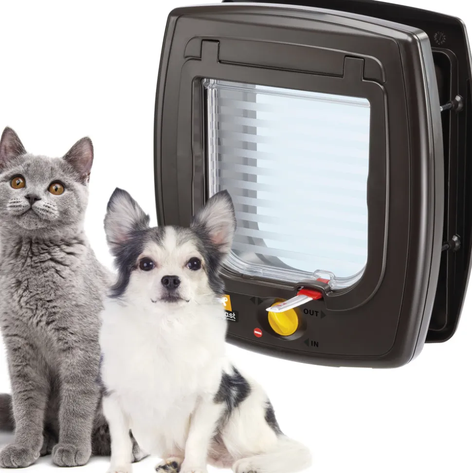 FERPLAST - Ferplast porte chats et petits chiens, chatiere, entrée et sortie contrôlables à 4 voies, proctection contre les courants d'air,