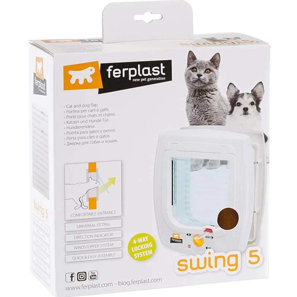 FERPLAST - Ferplast porte chats et petits chiens, chatiere, entrée et sortie contrôlables à 4 voies, proctection contre les courants d'air,