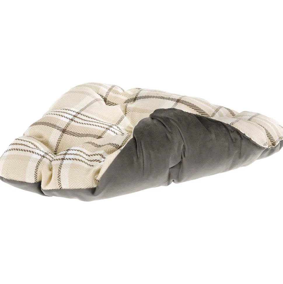 Ferplast, maisonnette pour chats d'intérieur edinburgh, couchage avec coussin, lit pour chats, écossais, velours doux, lavable,