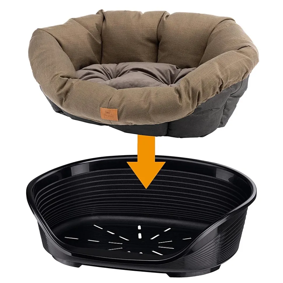 Ferplast panier chien et chat avec coussin sofa' 2 tweed lavable, lit pour chien et chat en plastique rembourré, corbeille en