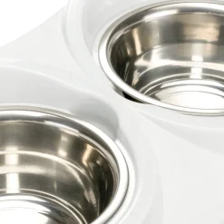 Ferplast support de gamelle pour chien duo feed avec 2 gamelles en acier inoxydable - système de double alimentation, antidérapant