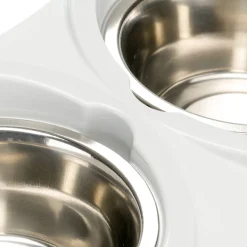 Ferplast support de gamelle pour chien duo feed avec 2 gamelles en acier inoxydable - système de double alimentation, antidérapant