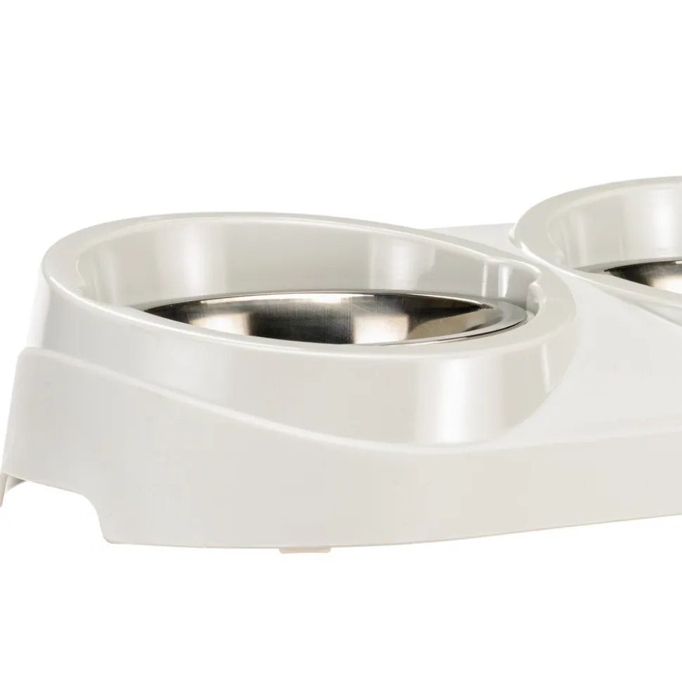 Ferplast support de gamelle pour chien duo feed avec 2 gamelles en acier inoxydable - système de double alimentation, antidérapant