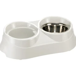 Ferplast support de gamelle pour chien duo feed avec 2 gamelles en acier inoxydable - système de double alimentation, antidérapant