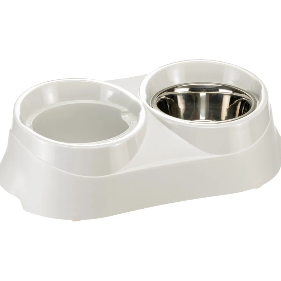 Ferplast support de gamelle pour chien duo feed avec 2 gamelles en acier inoxydable - système de double alimentation, antidérapant