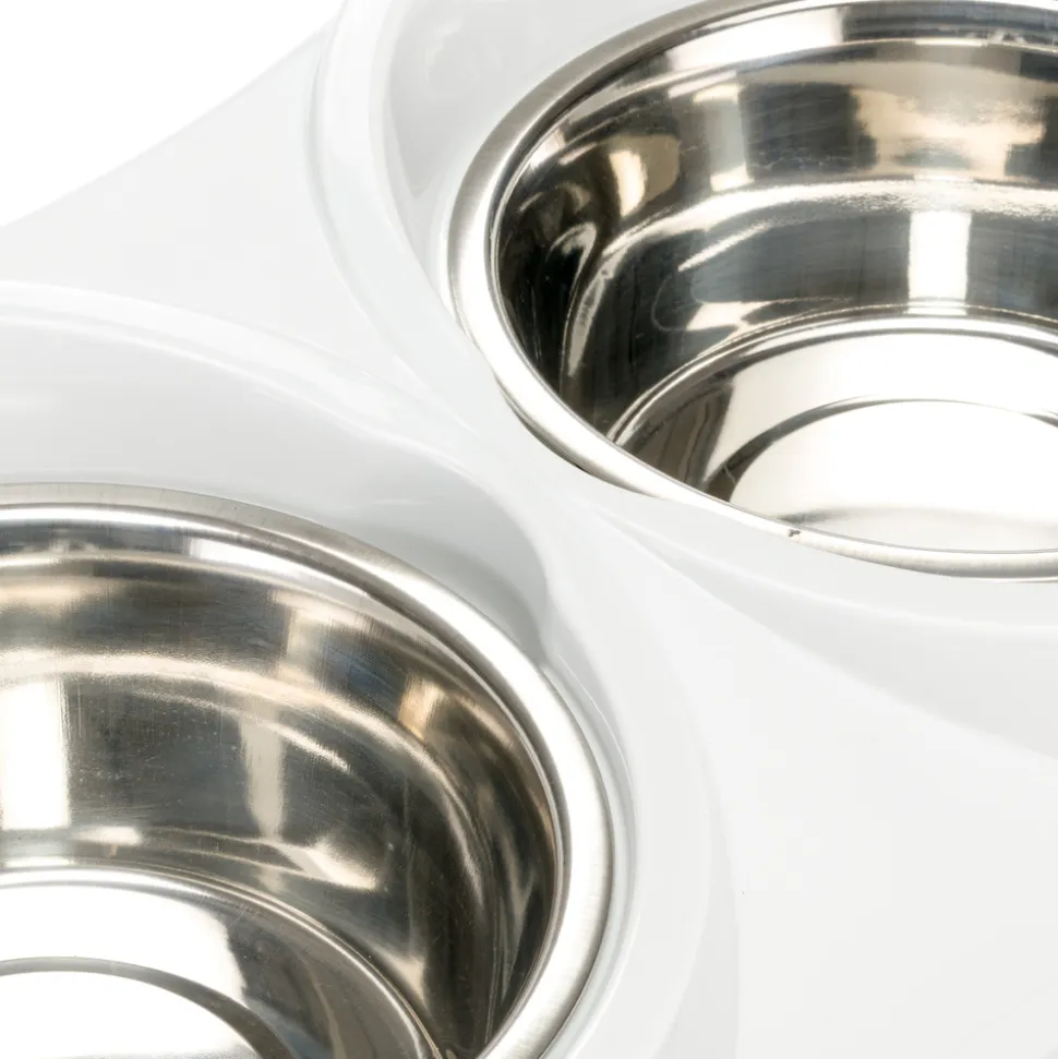 Ferplast support de gamelle pour chien duo feed avec 2 gamelles en acier inoxydable - système de double alimentation, antidérapant