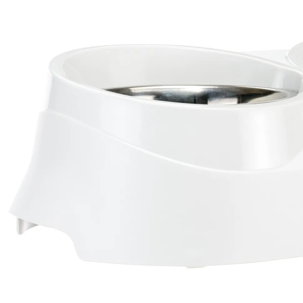 Ferplast support de gamelle pour chien duo feed avec 2 gamelles en acier inoxydable - système de double alimentation, antidérapant