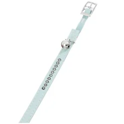 FLAMINGO - Collier 30 cm x 11 mm bleu clair avec strass et clochette pour chat