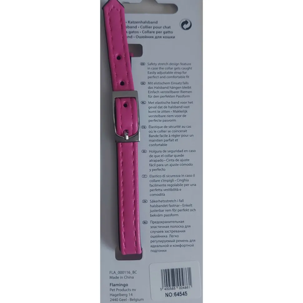 FLAMINGO - Collier 30 cm x 11 mm rose avec strass et clochette pour chat
