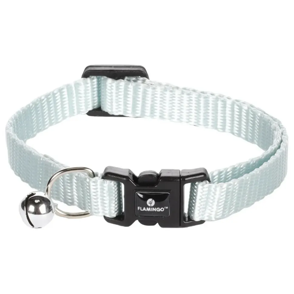 FLAMINGO - Collier réglable de 19 à 30 cm bleu clair avec clochette. Pour chat