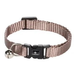 FLAMINGO - Collier réglable de 19 à 30 cm. Taupe avec clochette. Pour chat.