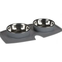 FLAMINGO - Gamelle et abreuvoir 210ml avec tapis en silicone anti-dérapant pour chat