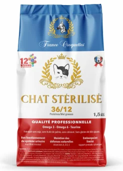 FRANCE CROQUETTES - Croquette pour chat adulte sterilise 36/12 – 1,5kg – chat adulte sterilisé – france croquettes